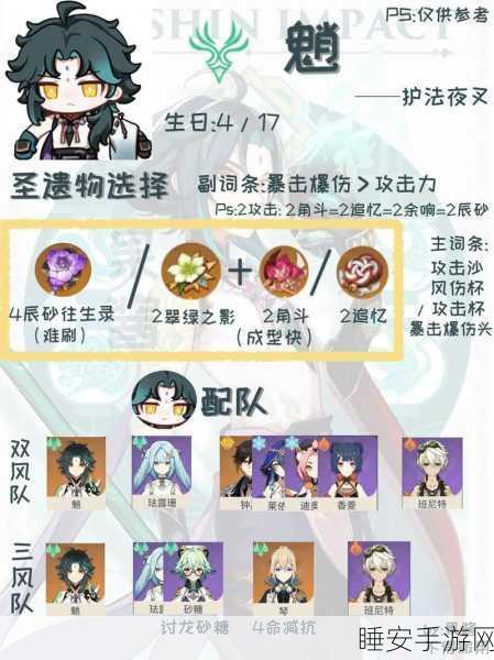 原神角色养成攻略,护法夜叉魈等级突破材料全解析