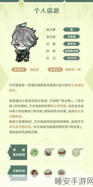 原神艾尔海森天赋升级全攻略,解锁战斗力飙升的秘密路径