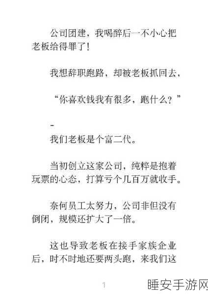 公司酒会王总和我在洗手间：在洗手间偶遇王总，畅谈拓展公司未来新机遇