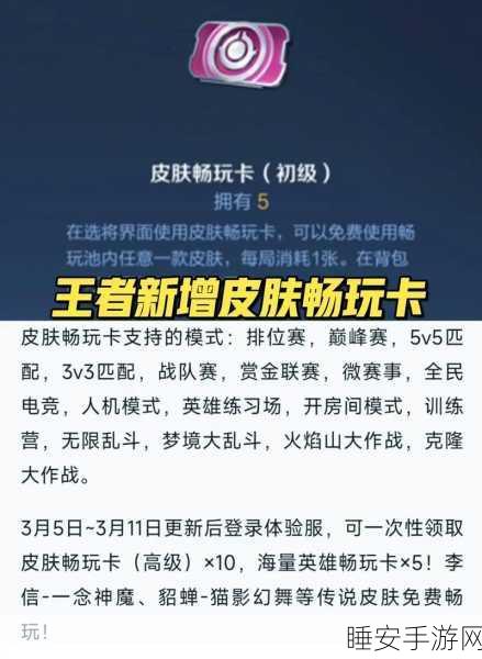 王者荣耀体验卡获取秘籍，解锁限定皮肤与英雄，畅享游戏新乐趣！