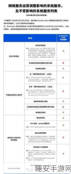 国行Switch网络服务暂停，玩家需知的受影响游戏功能与应对方案