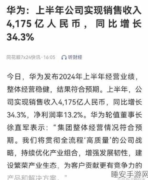 华为上半年营收惊人,高达 4175 亿元!