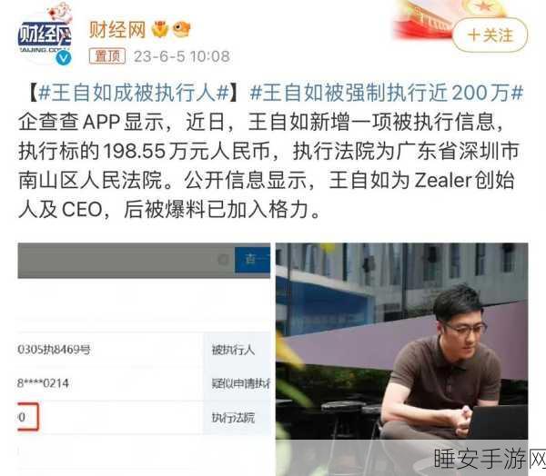 王自如深陷 3383 万元财产强制执行风波