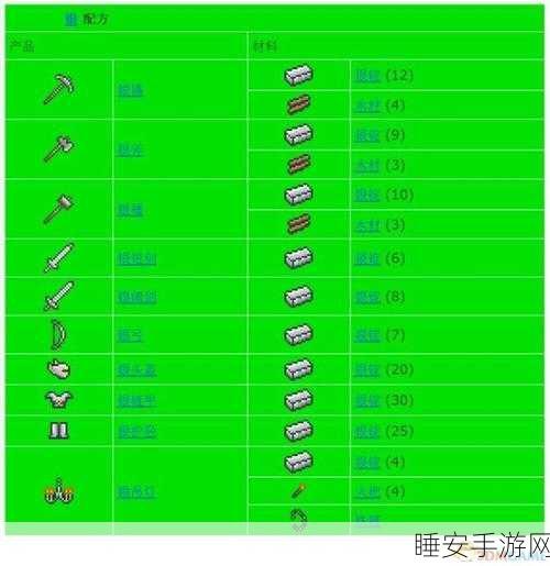 泰拉瑞亚,床的合成与使用全攻略