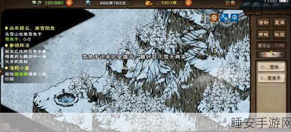 烟雨江湖,揭秘雪兔子珍稀坐标,助你征服冰雪奇缘