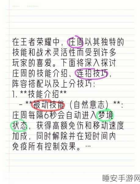王者荣耀深度攻略,揭秘克制庄周的实战技巧与策略