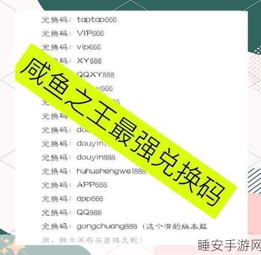 独家攻略，揭秘咸鱼之王100连抽兑换码，珍稀道具等你拿！