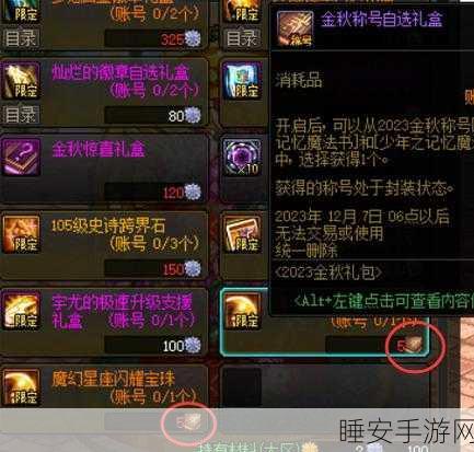 地下城与勇士商城道具深度剖析，永久？限时？一文尽览，揭秘道具真相