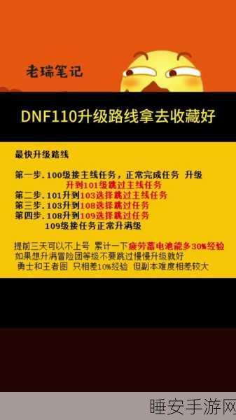 DNF110满级精英指南，揭秘满级后的极速成长路径与顶尖竞技策略