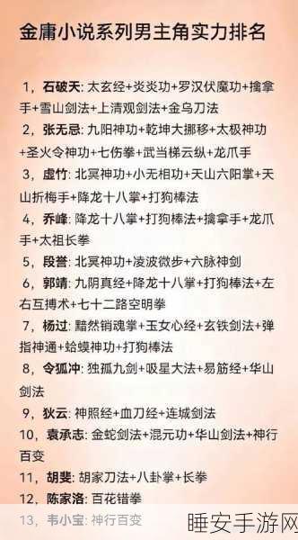 金庸群侠传武功修炼秘籍,解锁绝世武艺,称霸江湖!