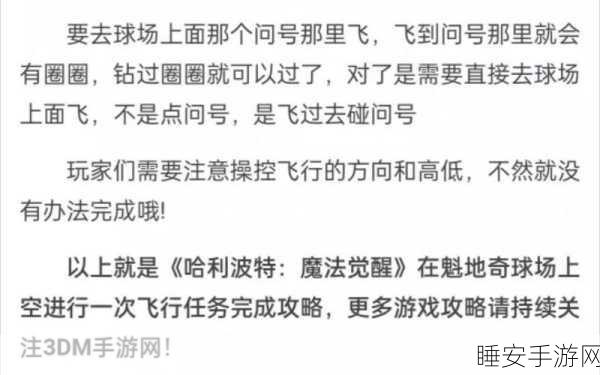 魁地奇高手进阶，哈利波特魔法觉醒中的飞行竞技深度攻略