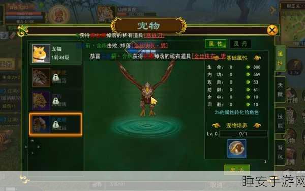 热血江湖手游揭秘,灵宠孵化真相,普通还是稀有?