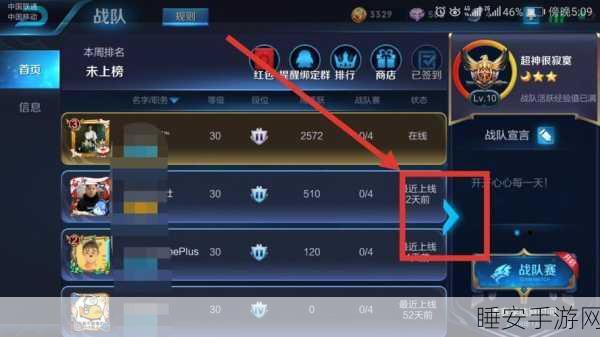 王者荣耀战队评级揭秘，周活跃度查看秘籍与实战攻略