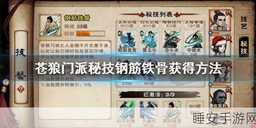 烟雨江湖深度揭秘,苍狼门绝学攻略与实战技巧大公开