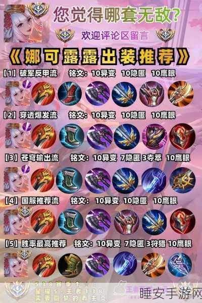 露娜王者之路，铭文搭配、路线规划及团战绝技深度剖析